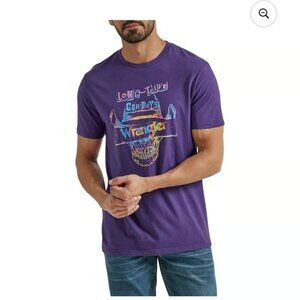 Wrangler Cowboys Skull Men's Purple Classic Fit Cotton Graphic T-shirt NWT